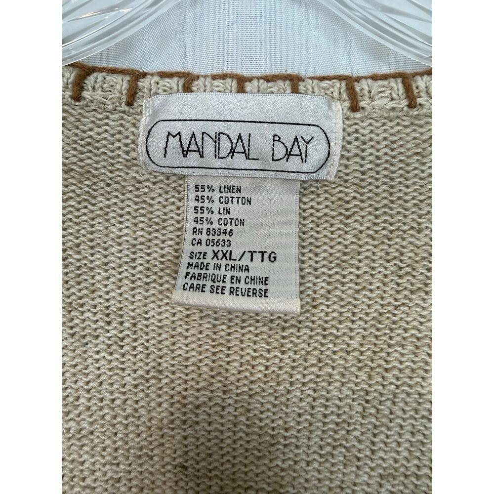 NWT Mandal Bay Rooster Hen Farmhouse Cardigan XXL Linen Cotton Deadstock - Picture 2 of 11